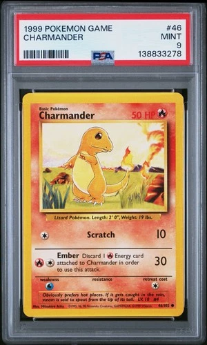 1999 POKEMON GAME BASE SET UNLIMITED 46 CHARMANDER PSA 9 MINT