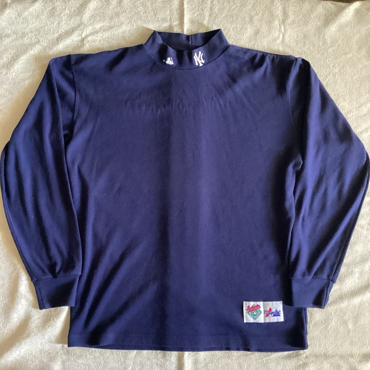 Vintage 90s Yankees Authentic XXL Mock Neck Turtleneck Majestic