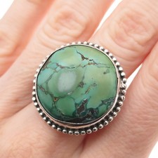 925 Sterling Silver Vintage Real Royston Turquoise Statement Ring Size 9.5