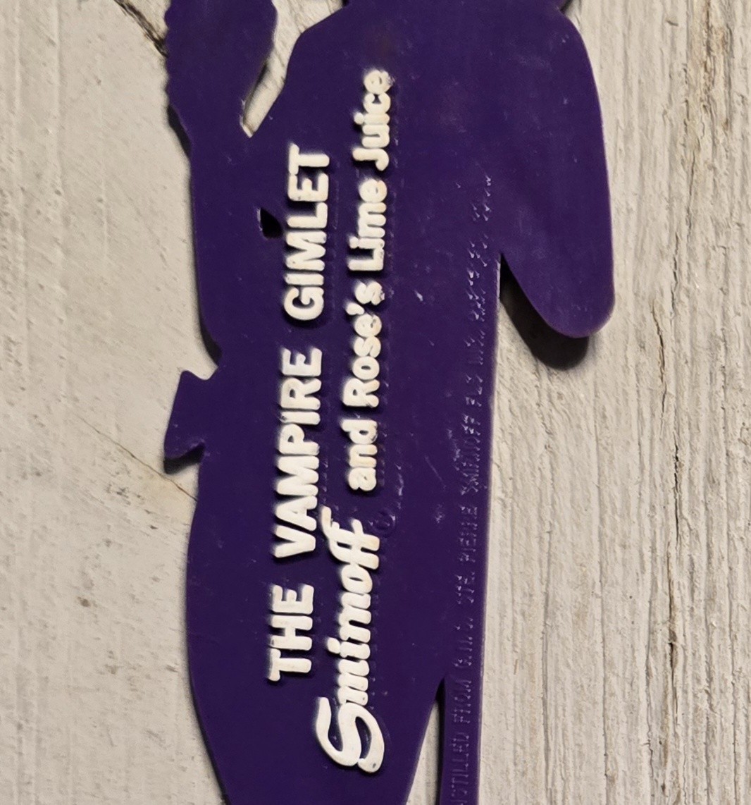 Vintage 1970s Smirnoff Vodka Vampire Gimlet Cocktail Swizzle Stick Devil Woman