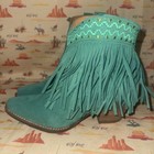 Dingo Ladies 8 Tapadero Suede Fringe Green Booties Cowboy Boots Western — photo 2