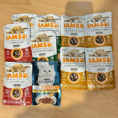 Iams, Sheba, Gourmet Nassfutter Mix Adult, ohne Zucker/Getreide, Huhn, Rind