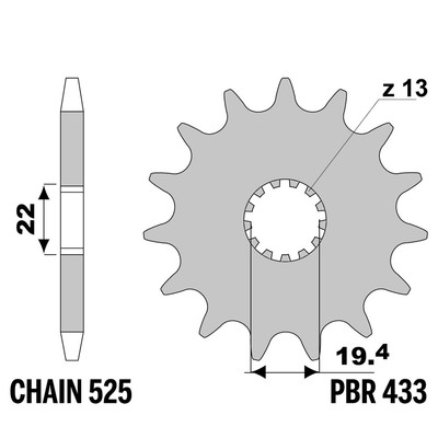 SUZUKI GSX (JAPAN) (GK74A) 400 1988-1990 vorne ritzel PBR Tonhöhe 525 14 Zähne