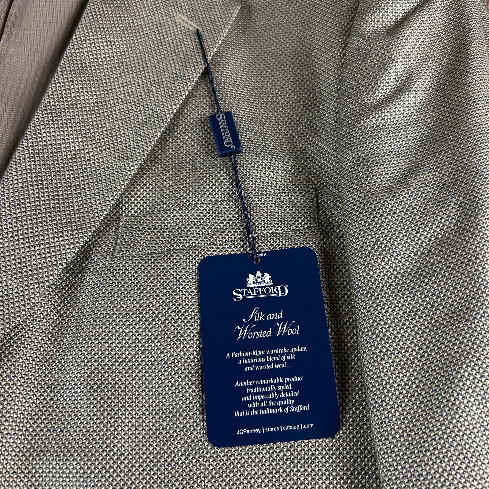 Stafford Men's Silk Wool Blend Sport Coat Blazer Brown Size 44R NWT MSRP $150