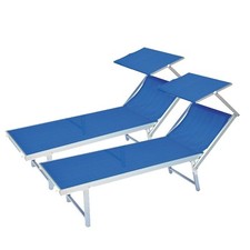 2 Lettini Prendisole Sdraio Alluminio Piscina Mare Spiaggia Giardino parasole