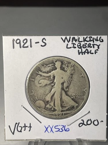 BETTER DATE 1921 S WALKING LIBERTY HALF DOLLAR IN VERY GOOD*++ CONDITION  XX536