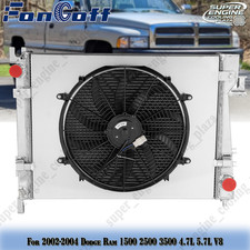 4-row Radiator+shroud Fan For 2002-2004 Dodge Ram 1500 2500 3500 4.7l 5.7l V8.