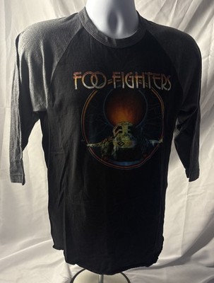 Foo Fighters Raglan Shirt Mens Small Black Gray 3/4 Sleeve Tultex Band Tee Rock