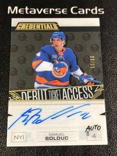 2023-24 UD Credentials Hockey Debut Ticket Access Samuel Bolduc Auto 50/99