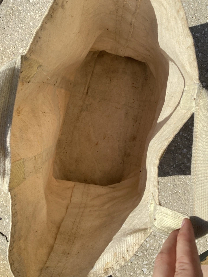 Vintage Heavy Duty Coal Bag Canvas Rivets Work LINEMAN Utility 1950s Stencil - Image 3 of 4