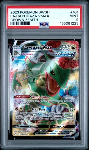 2023 POKEMON SWORD & SHIELD CROWN ZENITH #101 FULL ART/RAYQUAZA VMAX PSA 9