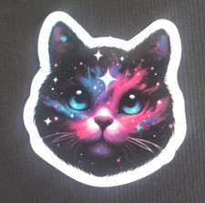 Beautiful Galaxy Night Sky Kitty Cat Sticker 1.58" AO 