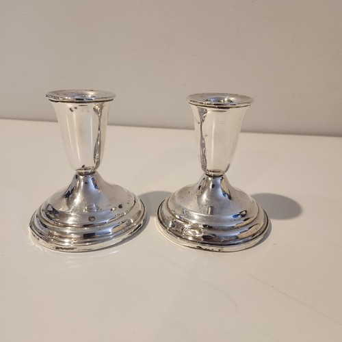 Vintage Sterling Silver Weighted Candle Stick Holders - 4" Tall Pair - 第 1/11 張圖片