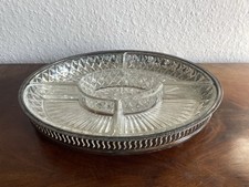 Cavalier ovale versilberte Schale mit 5-teiligem Glaseinsatz, England
