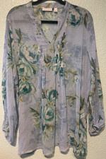 SUSAN GRAVER SHEER COLORFUL FLORAL TOP SIZE XL