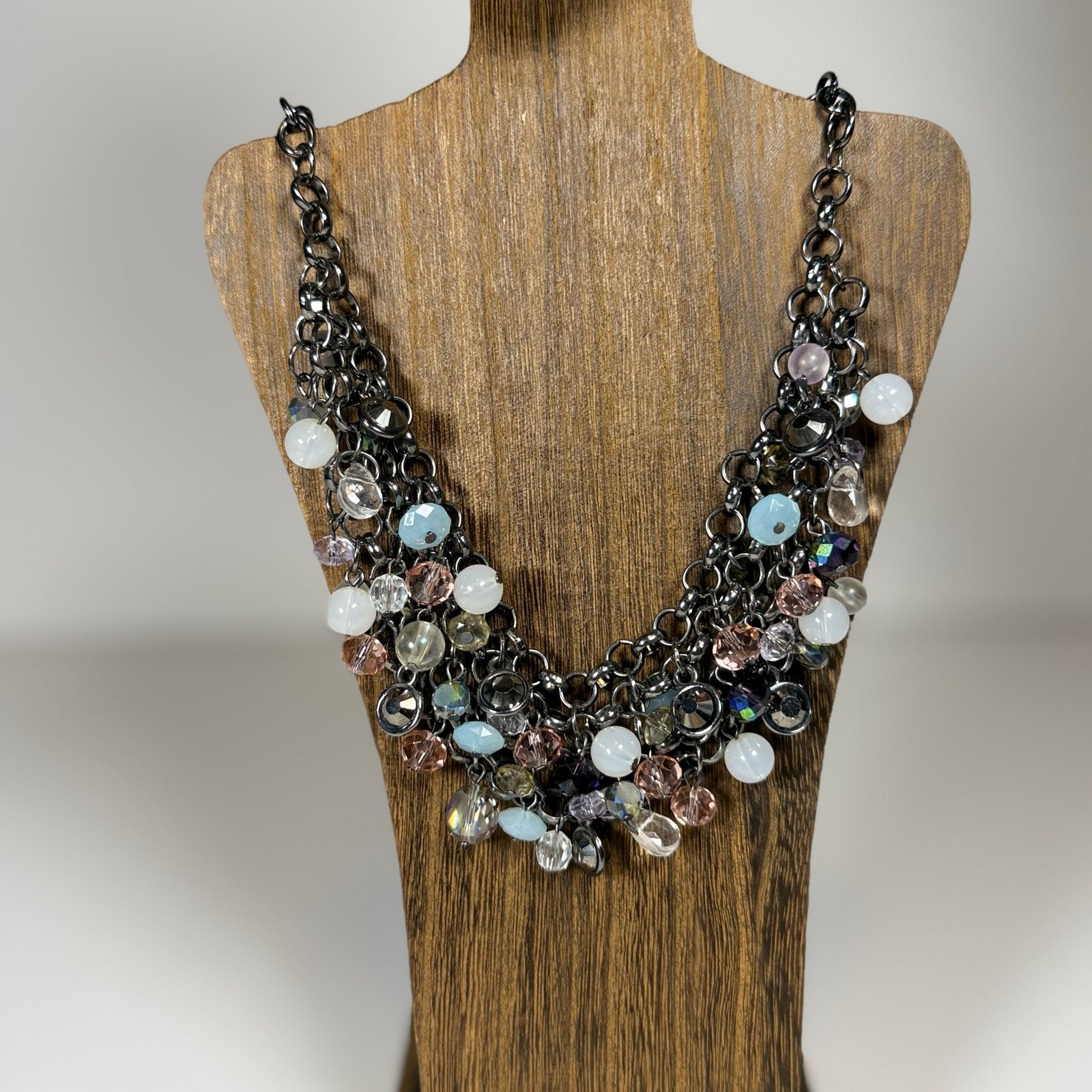 Chunky Multicolor Glass Bead Statement Necklace S… - image 2