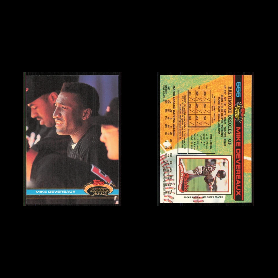 Mike Devereaux #555 1991 Topps Stadium Club Baltimore Orioles Baseball Card MLB - Image 3 of 3