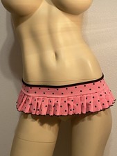 Pink Black Polka Dots Pleated Micro Mini Skirt Exotic Dancer Lingerie Stripper