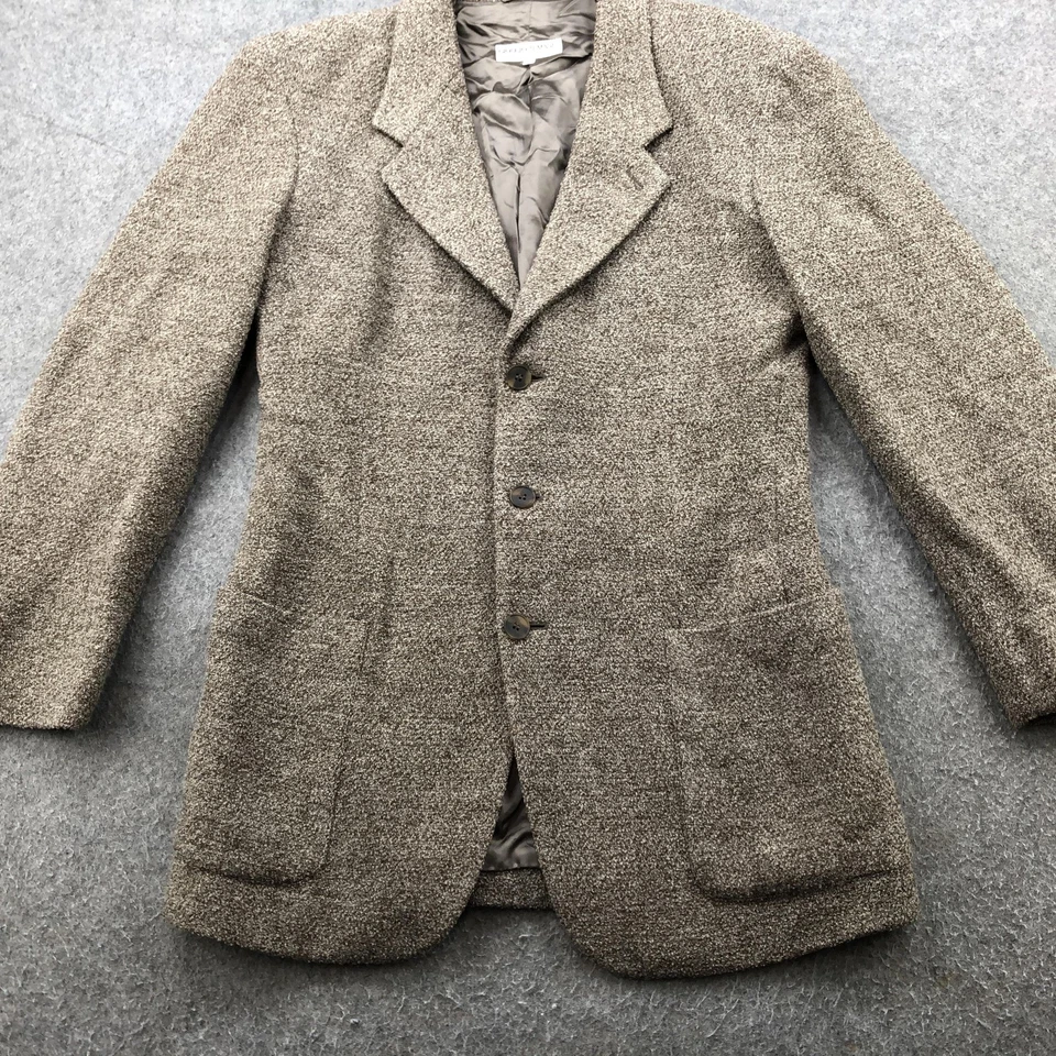 Giorgio Armani Le Collezioni Blazer Womens 38 Brown Tweed 3-Button Made in Italy - Image 2 of 4