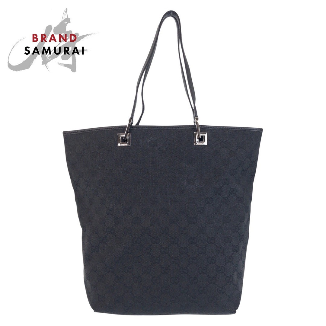 Gucci GG Canvas Leather Tote Shoulder Bag Black Used
