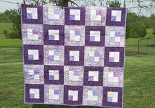 Handmade Baby Quilt 38"x39" 100 cotton w/Purple and Lavendar Batik