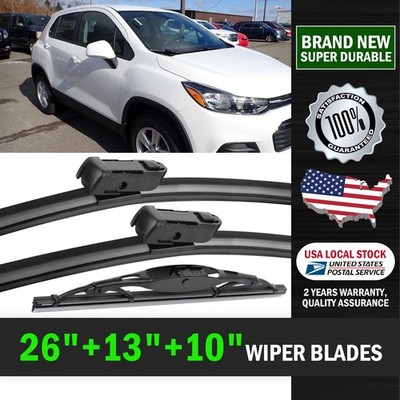 Top Lock Bracketless Windshield Wiper Blades Front+Rear Set of 26in+13in+10in
