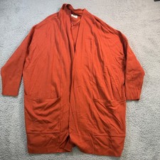 Pact Women's Orange Cardigan Sweater Long Sleeve Open Front Pockets Size XXL