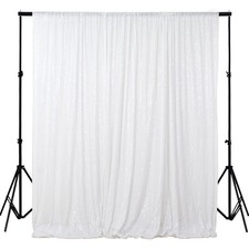 ShinyBeauty 4FTX6FT-White-SEQUIN Backdrop Shimmer Holiday Fabric Backdrops, S...