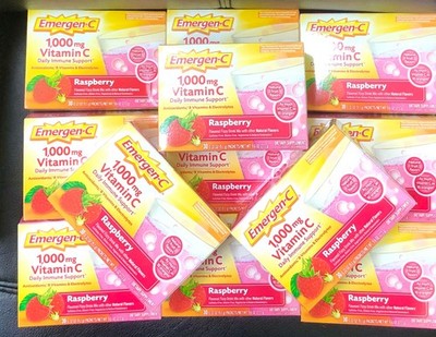 Emergen-C 1000mg Vitamin C 360 PACKETS (12 x 30 Packets), Raspberry Flavor