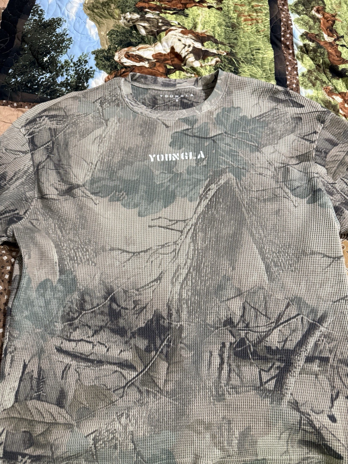 Sold Out YoungLa Tree Camo Waffle Knit Long Sleeve Size Small Brand New