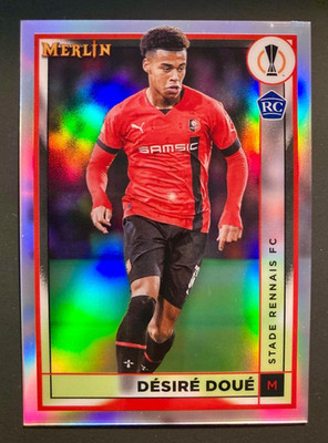 2022-23 Merlin Chrome UEFA # 133 Désiré Doué Rennes refractor rookie card RC