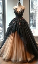 A-line Sweetheart Neck Beaded Tulle Prom Dresses Lace Applique Evening Dresses