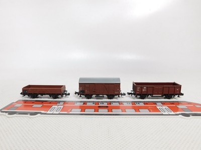 3X Minitrix Scale N DC Freight Car DB Low Platform Etc Mint #DQ591-0.5