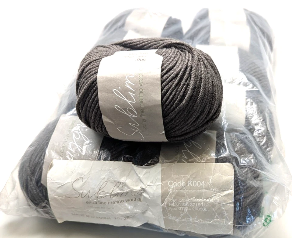 10 matched hanks Sublime Extra Fine Merino DK Mocha 0020 Worsted Weight PS - Image 2 of 2