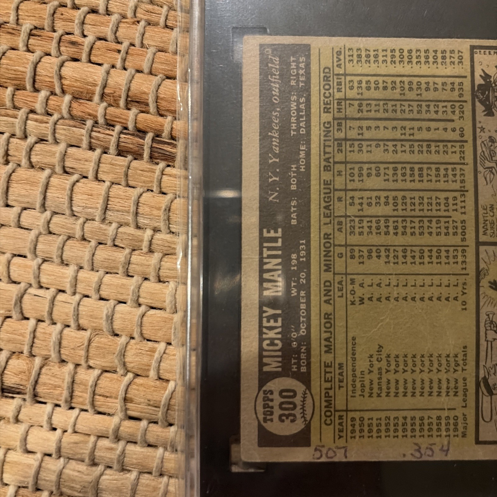 1961 Topps Mickey Mantle Yankees #300 PSA 1 PR  view 5
