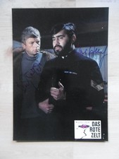 Hardy Krüger & Mario Adorf autographs signed A4 lobby card "The Red Tent"