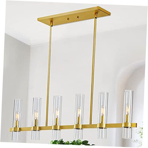 Modern 6-Light Linear Chandelier, 36