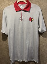 Louisville Cardinals Colosseum Men’s Polo Shirt Gray Striped Small March Madness