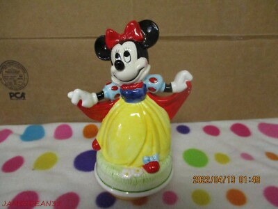 Vintage 1980s Disney Minnie Mouse Snow White Spinning Schmid Music Box Figurine