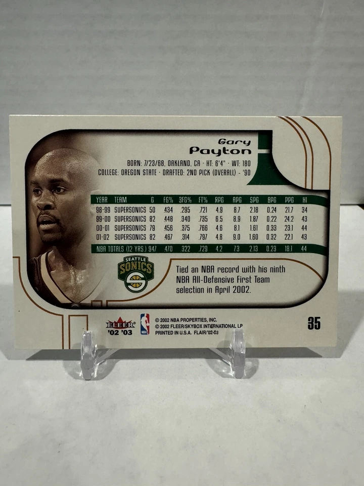 2002-03 Flair Seattle Supersonics Basketball Card #35 Gary Payton - Image 2 of 2