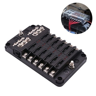 12 Way 32V Car Auto Marine Fuse Box Block Holder LED Indicator Universal Part