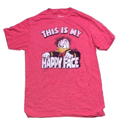 Disney Donald Duck This Is My Happy Face Men's Red Heather T-Shirt