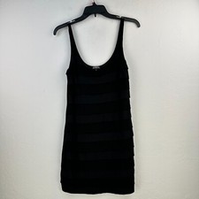Vtg Express Mini Dress Womens S Black Sleeveless Layered Knit Y2K Dreamweight