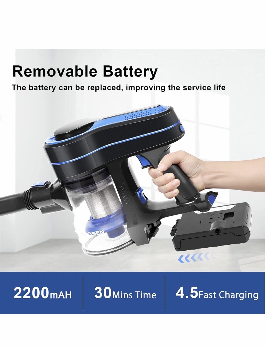 APOSEN Cordless Vacuum Cleaner, 4 in 1 Powerful Lightweight Stick Vacuum สำนักงานสิทธิประโยชน์