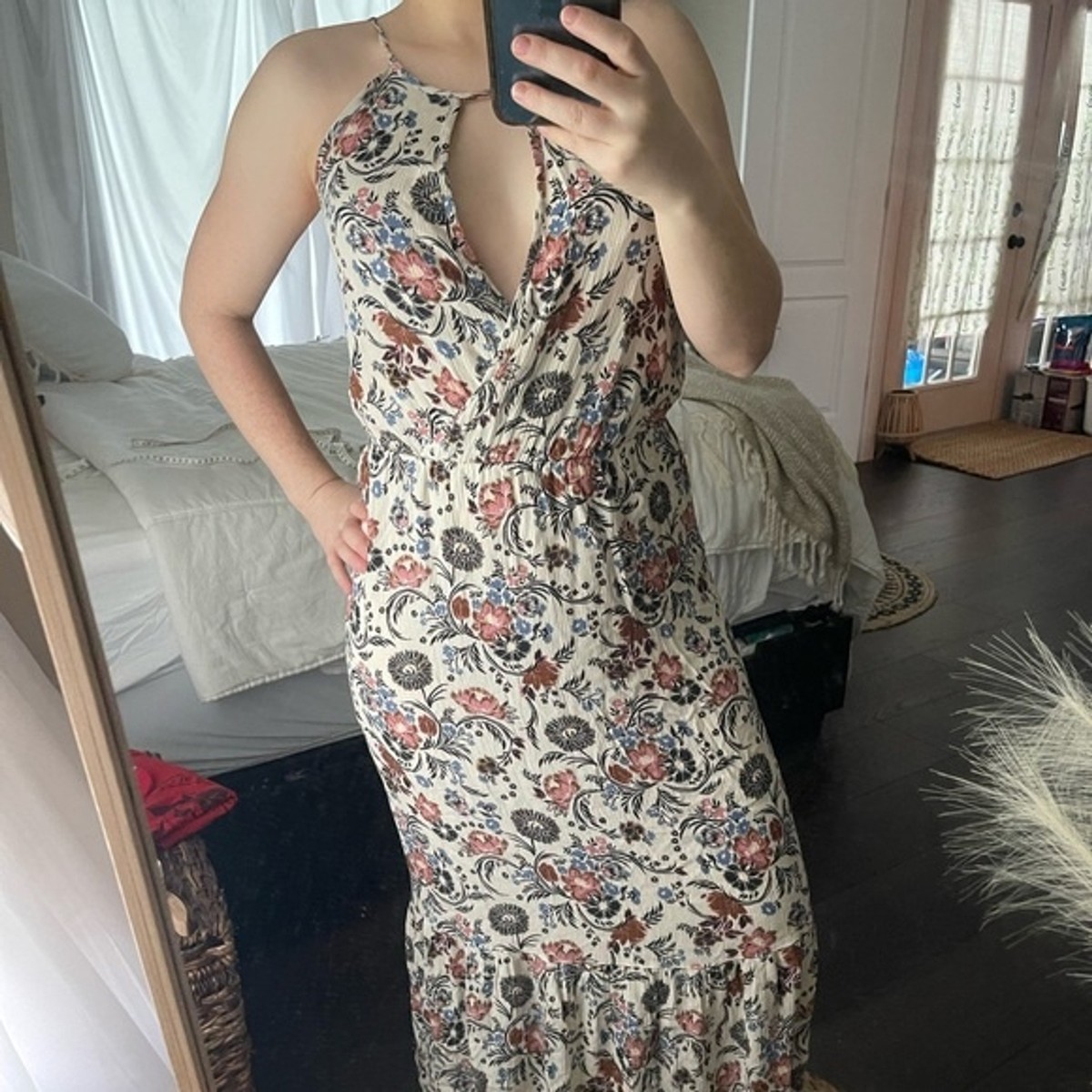 American Eagle Floral Keyhole Tassel Maxi Dress Size S EUC | eBay