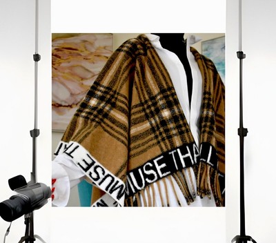 Nice 50% OFF Lola Made in Italy Poncho Pashmina 1SZ Plaid Printed New With Tags