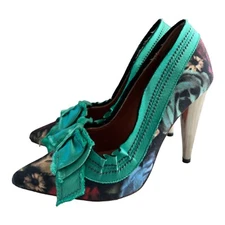 Lanvin for H&M Floral Satin Heels Pumps Size 37  EU 6 US Bow Accent