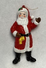Vintage Santa Claus Ornament Japan 6.5" Christmas Decoration Japan Plastic Face