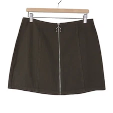 HARPER Heritage Women's Olive Green Retro 60s Style Zip Front Mini Skirt NWT XL