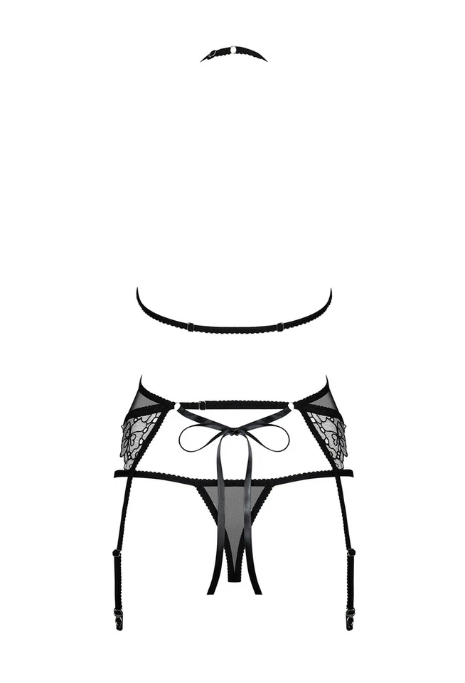 Sexy 3-tlg Damen Dessous Straps-Set aus Spitze Schwarz #UW382 - Bild 4 von 4